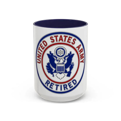 Retired Service Identification Badge 2 (U.S. Army) Accent Coffee Mug 15oz Navy - Go Mug Yourself