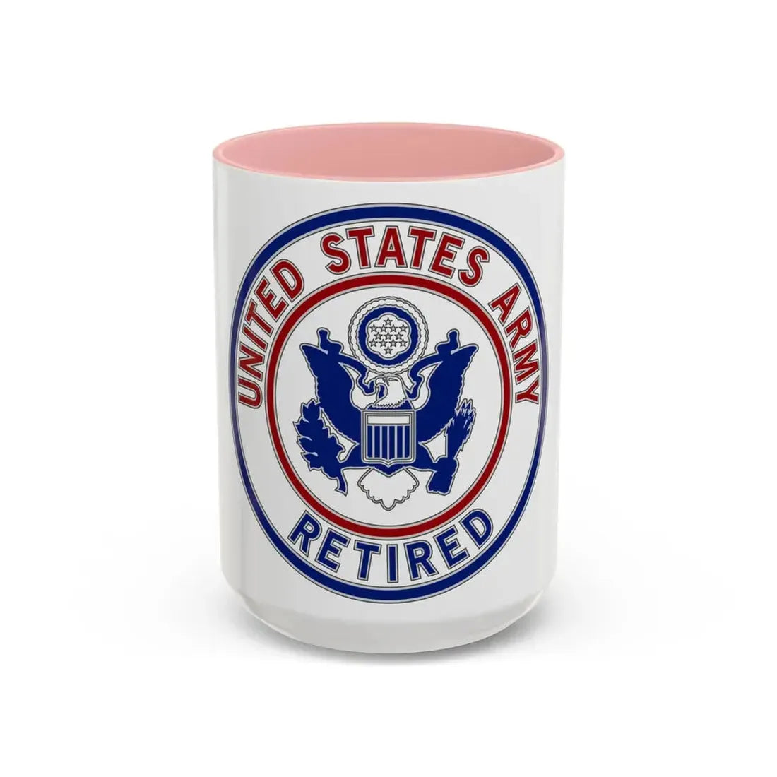 Retired Service Identification Badge 2 (U.S. Army) Accent Coffee Mug 15oz Pink - Go Mug Yourself