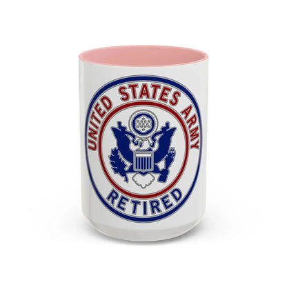 Retired Service Identification Badge 2 (U.S. Army) Accent Coffee Mug 15oz Pink - Go Mug Yourself