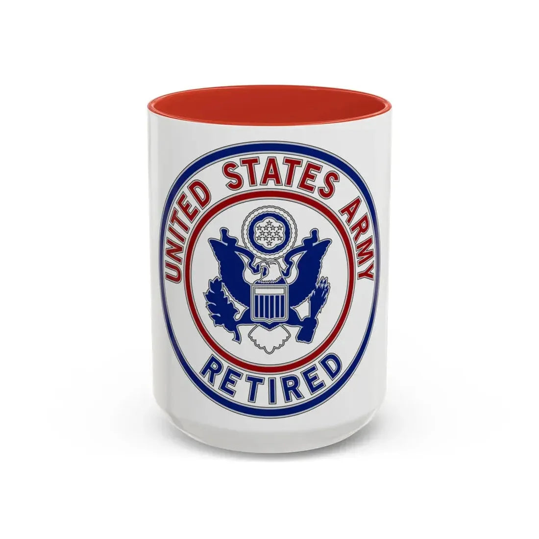 Retired Service Identification Badge 2 (U.S. Army) Accent Coffee Mug 15oz Red - Go Mug Yourself