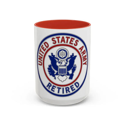 Retired Service Identification Badge 2 (U.S. Army) Accent Coffee Mug 15oz Red - Go Mug Yourself