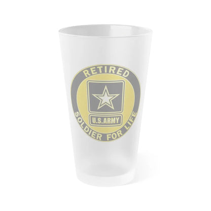 Retired Service Identification Badge (U.S. Army) Frosted Pint Glass 16oz-Go Mug Yourself