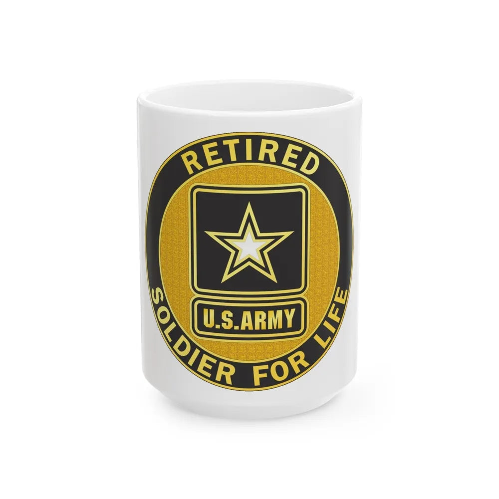 Retired Service Identification Badge (U.S. Army) White Coffee Mug-15oz-Go Mug Yourself