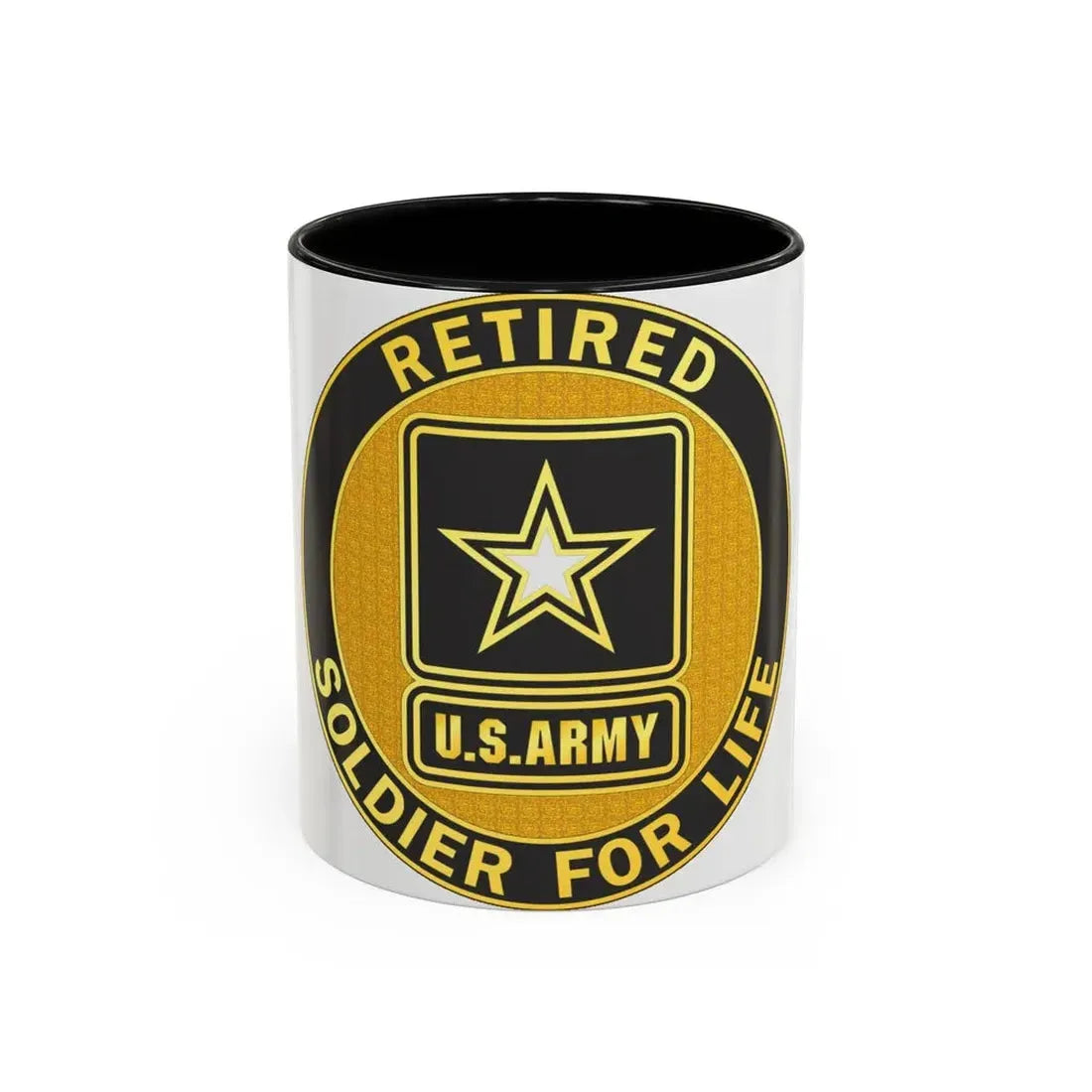 Retired Service Identification Badge (U.S. Army) Accent Coffee Mug 11oz Black - Go Mug Yourself
