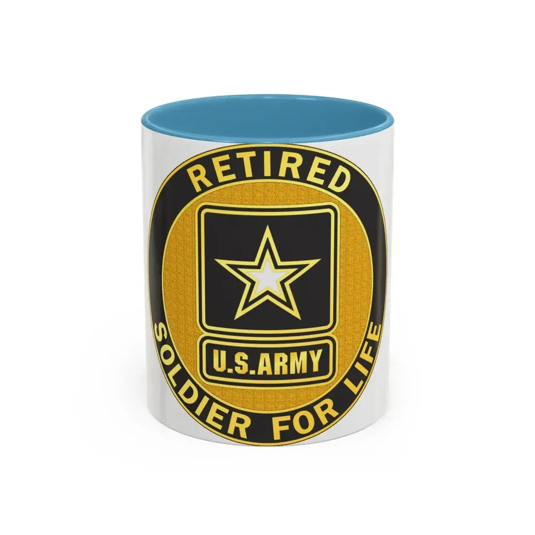 Retired Service Identification Badge (U.S. Army) Accent Coffee Mug 11oz Light Blue - Go Mug Yourself