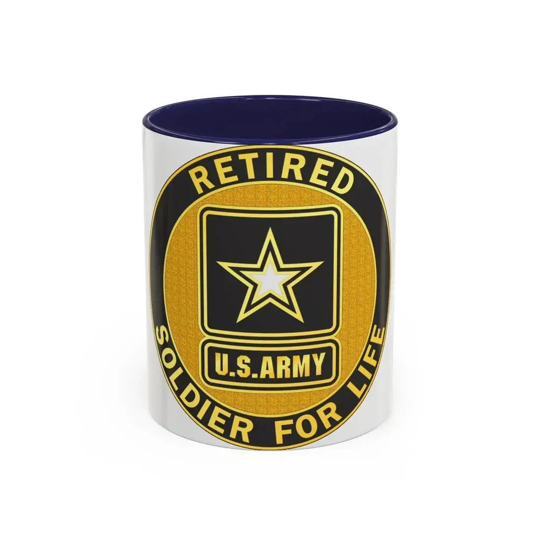 Retired Service Identification Badge (U.S. Army) Accent Coffee Mug 11oz Navy - Go Mug Yourself
