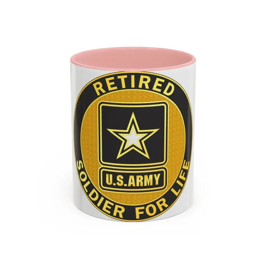 Retired Service Identification Badge (U.S. Army) Accent Coffee Mug 11oz Pink - Go Mug Yourself