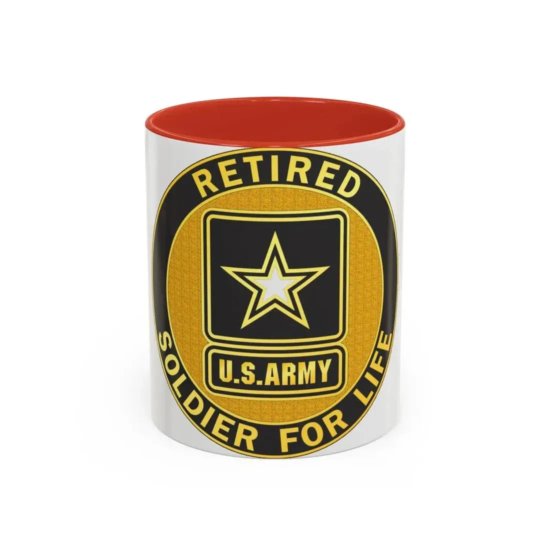 Retired Service Identification Badge (U.S. Army) Accent Coffee Mug 11oz Red - Go Mug Yourself