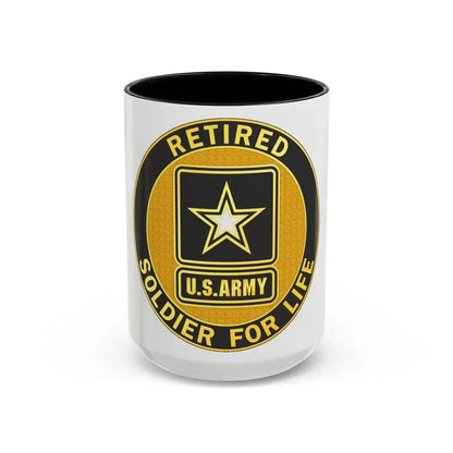 Retired Service Identification Badge (U.S. Army) Accent Coffee Mug 15oz Black - Go Mug Yourself