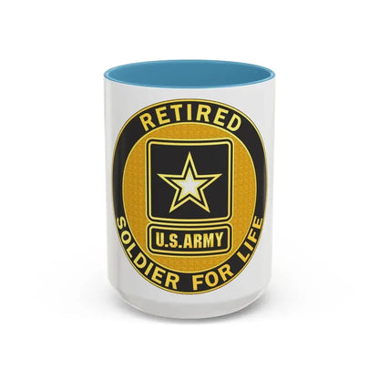 Retired Service Identification Badge (U.S. Army) Accent Coffee Mug 15oz Light Blue - Go Mug Yourself