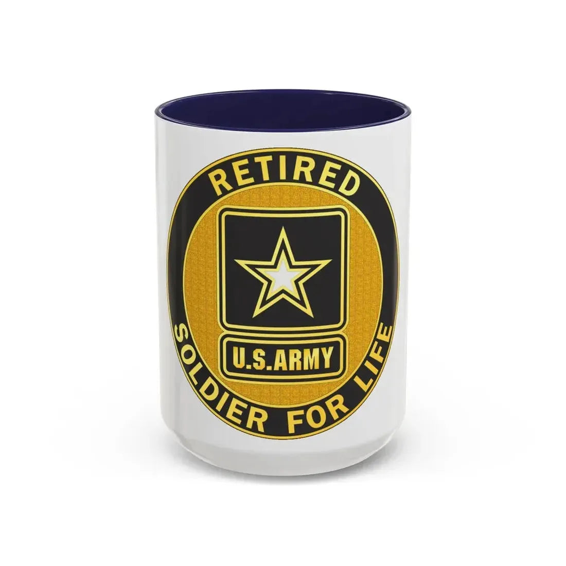 Retired Service Identification Badge (U.S. Army) Accent Coffee Mug 15oz Navy - Go Mug Yourself