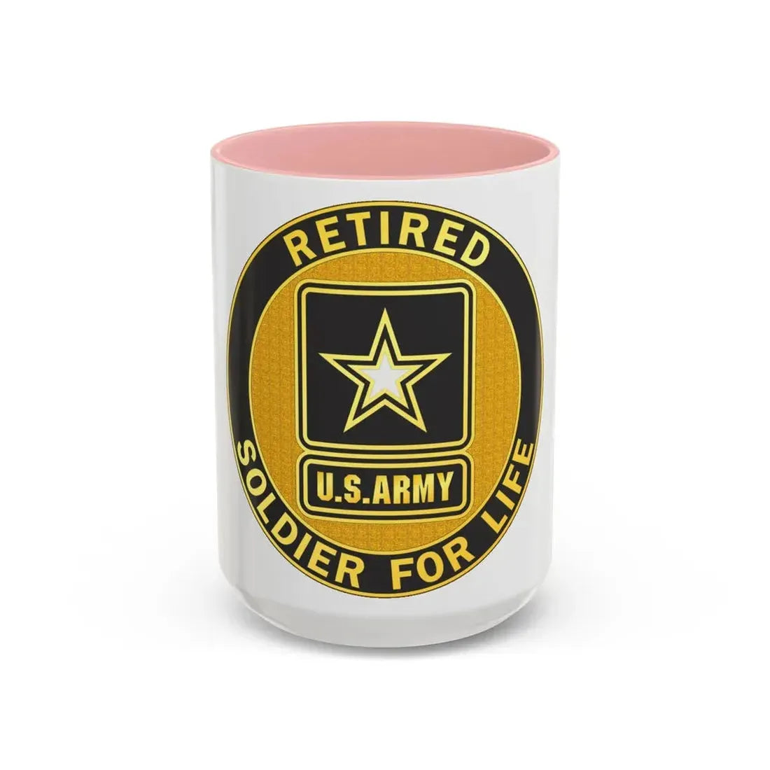 Retired Service Identification Badge (U.S. Army) Accent Coffee Mug 15oz Pink - Go Mug Yourself