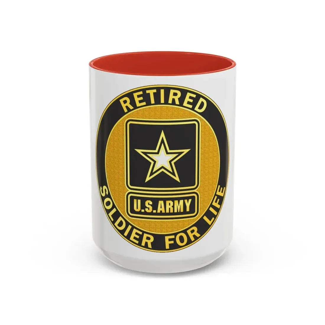 Retired Service Identification Badge (U.S. Army) Accent Coffee Mug 15oz Red - Go Mug Yourself