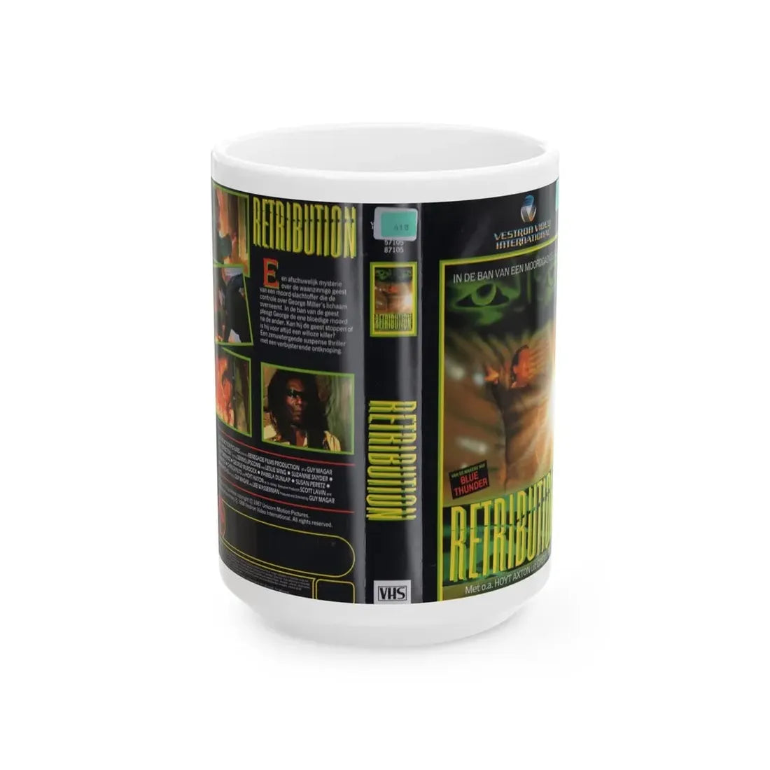 RETRIBUTION VESTRON VIDEO INTERNATIONAL (VHS COVER) - White Coffee Mug 15oz - Go Mug Yourself