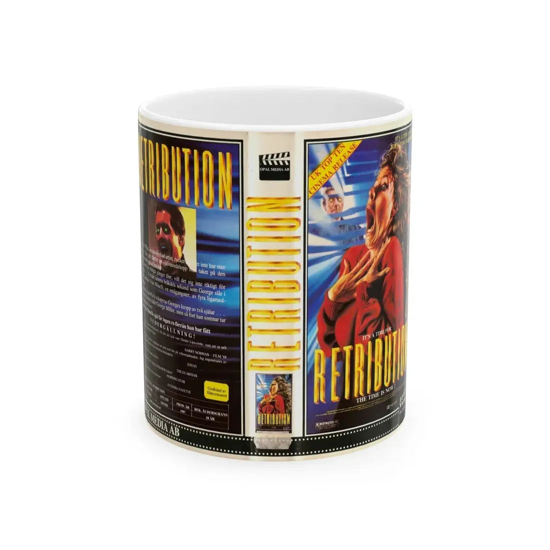 RETRIBUTION (VHS COVER) - White Coffee Mug 11oz - Go Mug Yourself