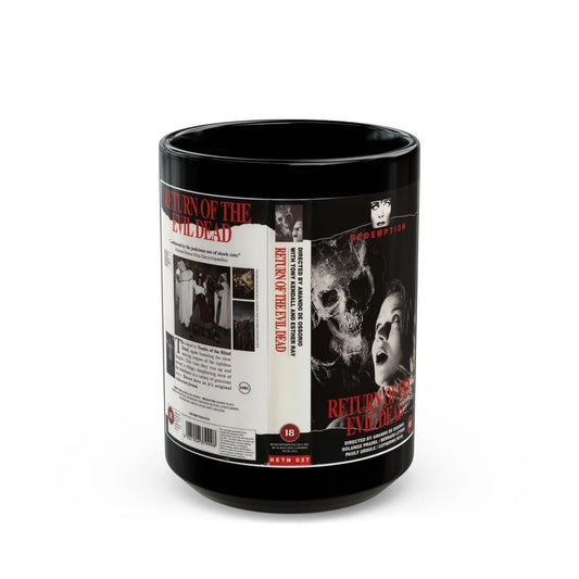 RETURN OF THE EVIL DEAD REDEMPTION VIDEO (VHS COVER) - Black Coffee Mug-15oz-Go Mug Yourself