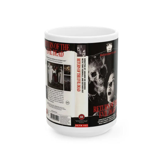 RETURN OF THE EVIL DEAD REDEMPTION VIDEO (VHS COVER) - White Coffee Mug-15oz-Go Mug Yourself