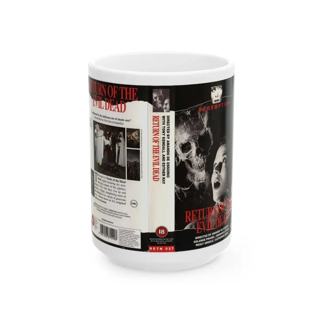 RETURN OF THE EVIL DEAD REDEMPTION VIDEO (VHS COVER) - White Coffee Mug 15oz - Go Mug Yourself