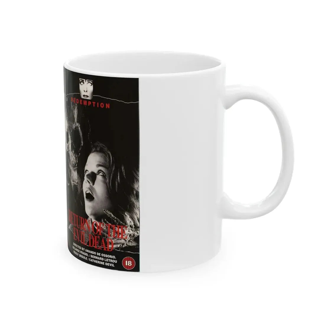 RETURN OF THE EVIL DEAD REDEMPTION VIDEO (VHS COVER) - White Coffee Mug - Go Mug Yourself