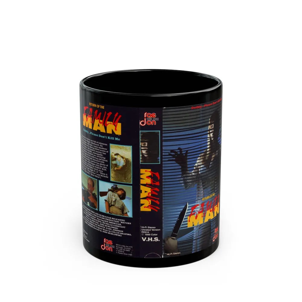 RETURN OF THE FAMILY MAN (VHS COVER) - Black Coffee Mug-11oz-Go Mug Yourself