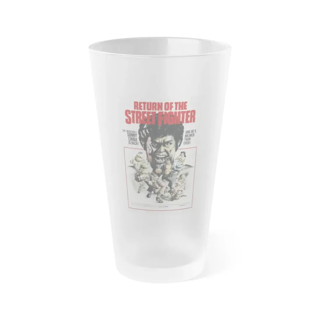 RETURN OF THE STREETFIGHTER 1974 Movie Poster - Frosted Pint Glass 16oz 16oz Frosted - Go Mug Yourself
