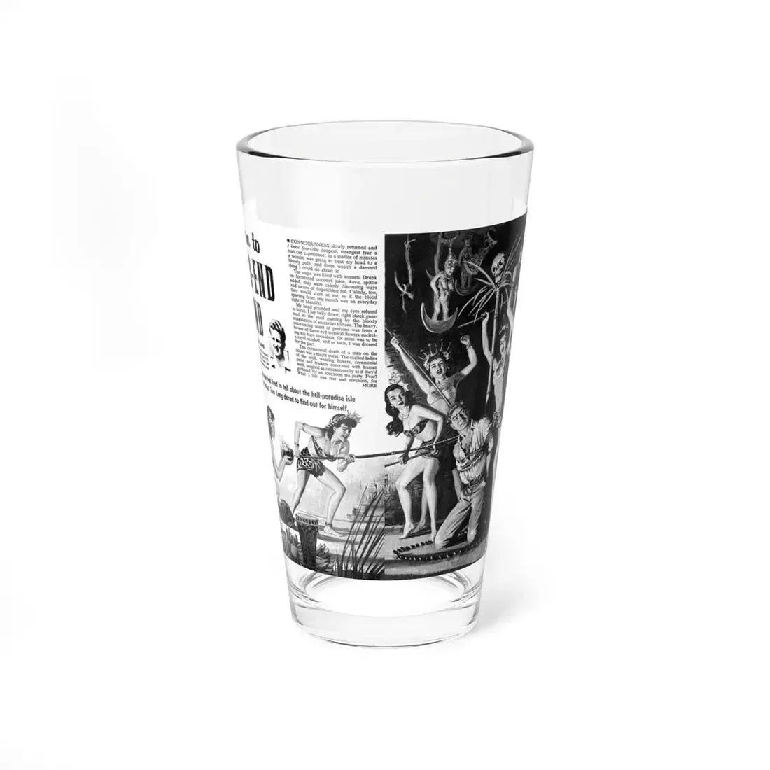 Return to Dead-End Island, Man's Conquest, October 1959 (Magazine Illustration) Pint Glass 16oz 16oz - Go Mug Yourself