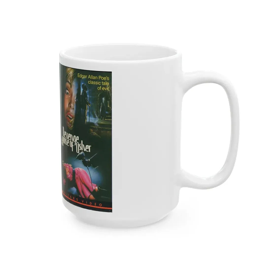 REVENGE IN THE HOUSE OF USHER (VHS COVER) - White Coffee Mug - Go Mug Yourself