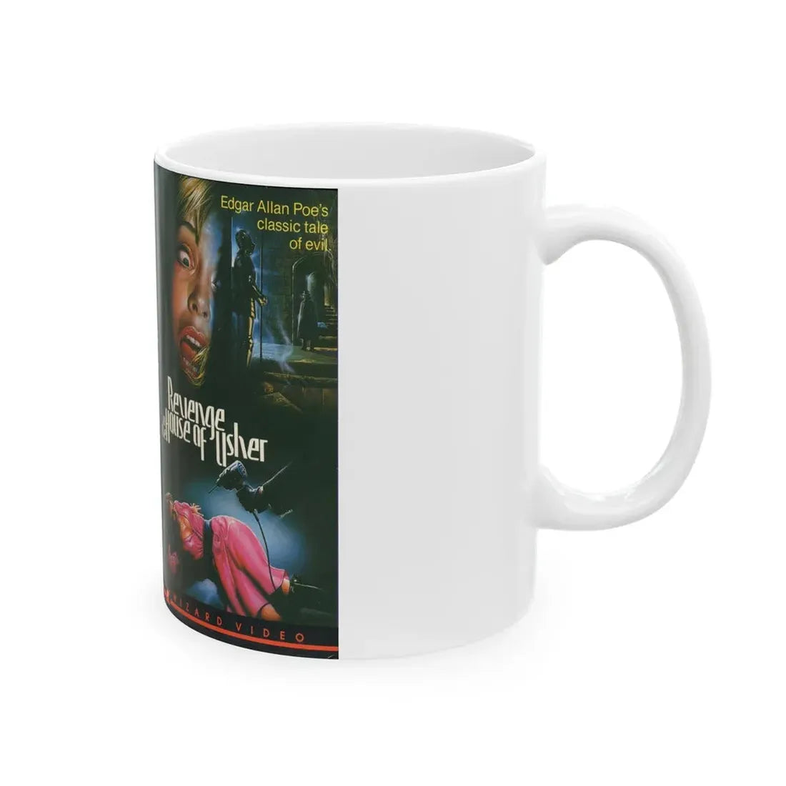 REVENGE IN THE HOUSE OF USHER (VHS COVER) - White Coffee Mug - Go Mug Yourself