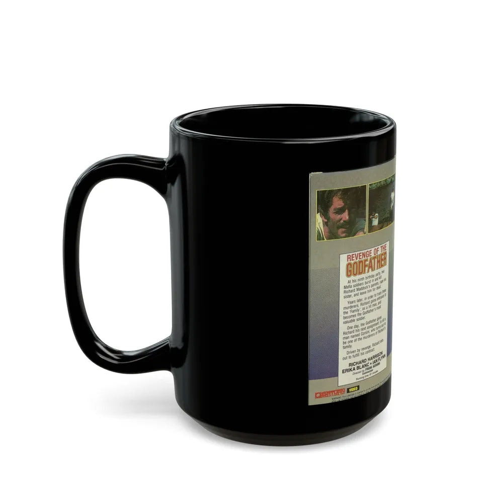 REVENGE OF THE GODFATHER RICHARD HARRISON (VHS COVER) - Black Coffee Mug-Go Mug Yourself