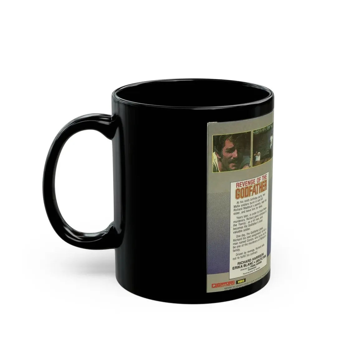 REVENGE OF THE GODFATHER RICHARD HARRISON (VHS COVER) - Black Coffee Mug - Go Mug Yourself