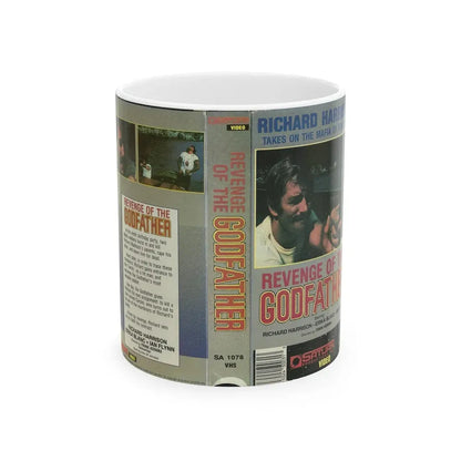 REVENGE OF THE GODFATHER RICHARD HARRISON (VHS COVER) - White Coffee Mug 11oz - Go Mug Yourself