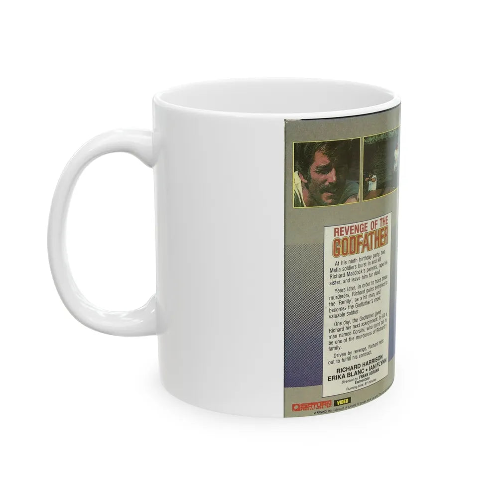 REVENGE OF THE GODFATHER RICHARD HARRISON (VHS COVER) - White Coffee Mug-Go Mug Yourself