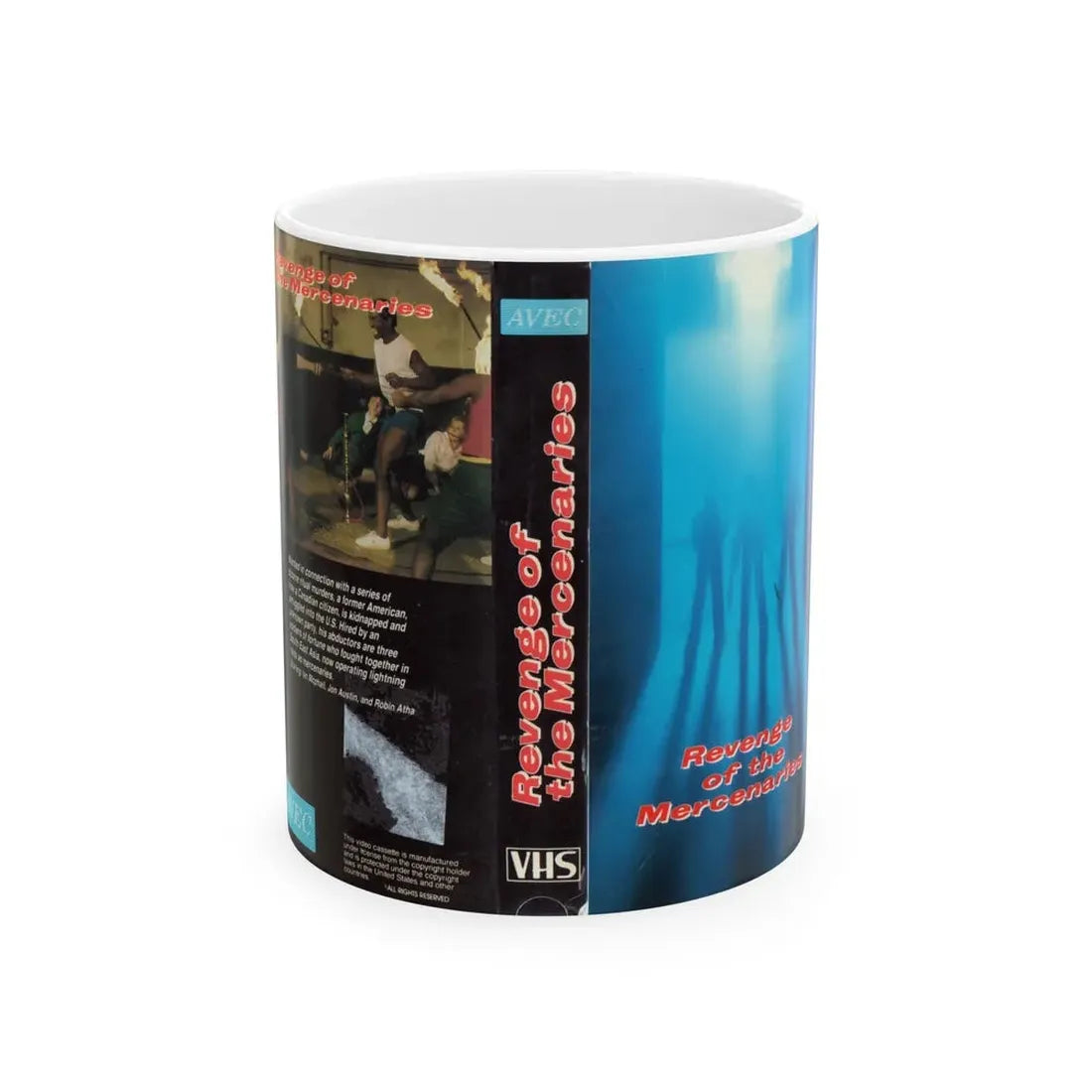 REVENGE OF THE MERCENARIES (VHS COVER) - White Coffee Mug 11oz - Go Mug Yourself