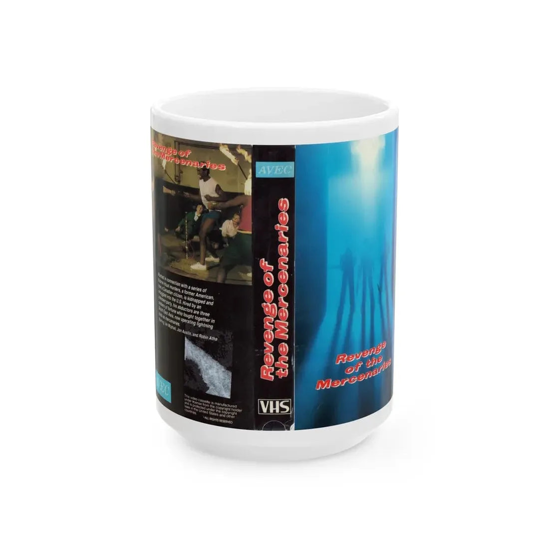 REVENGE OF THE MERCENARIES (VHS COVER) - White Coffee Mug 15oz - Go Mug Yourself