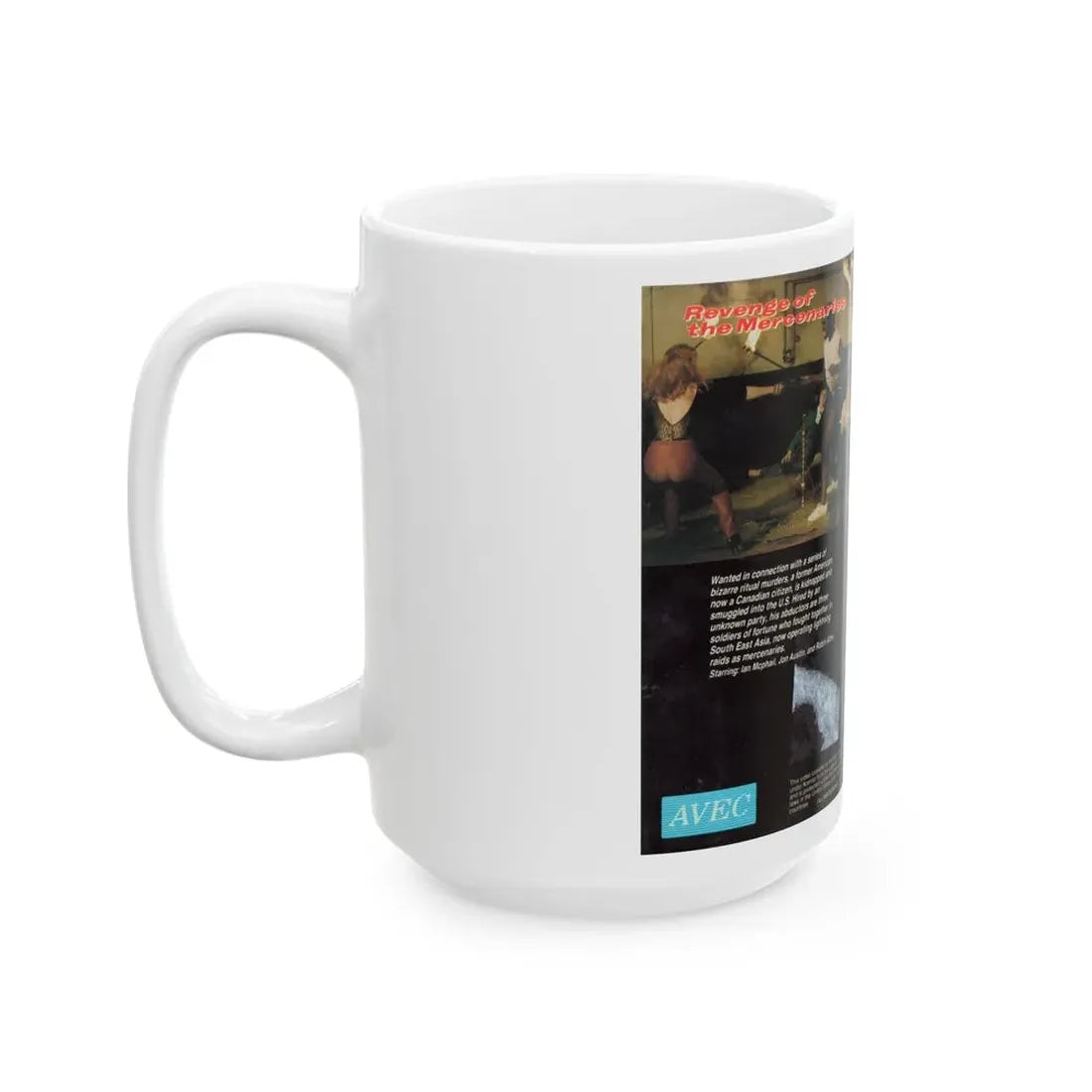 REVENGE OF THE MERCENARIES (VHS COVER) - White Coffee Mug - Go Mug Yourself