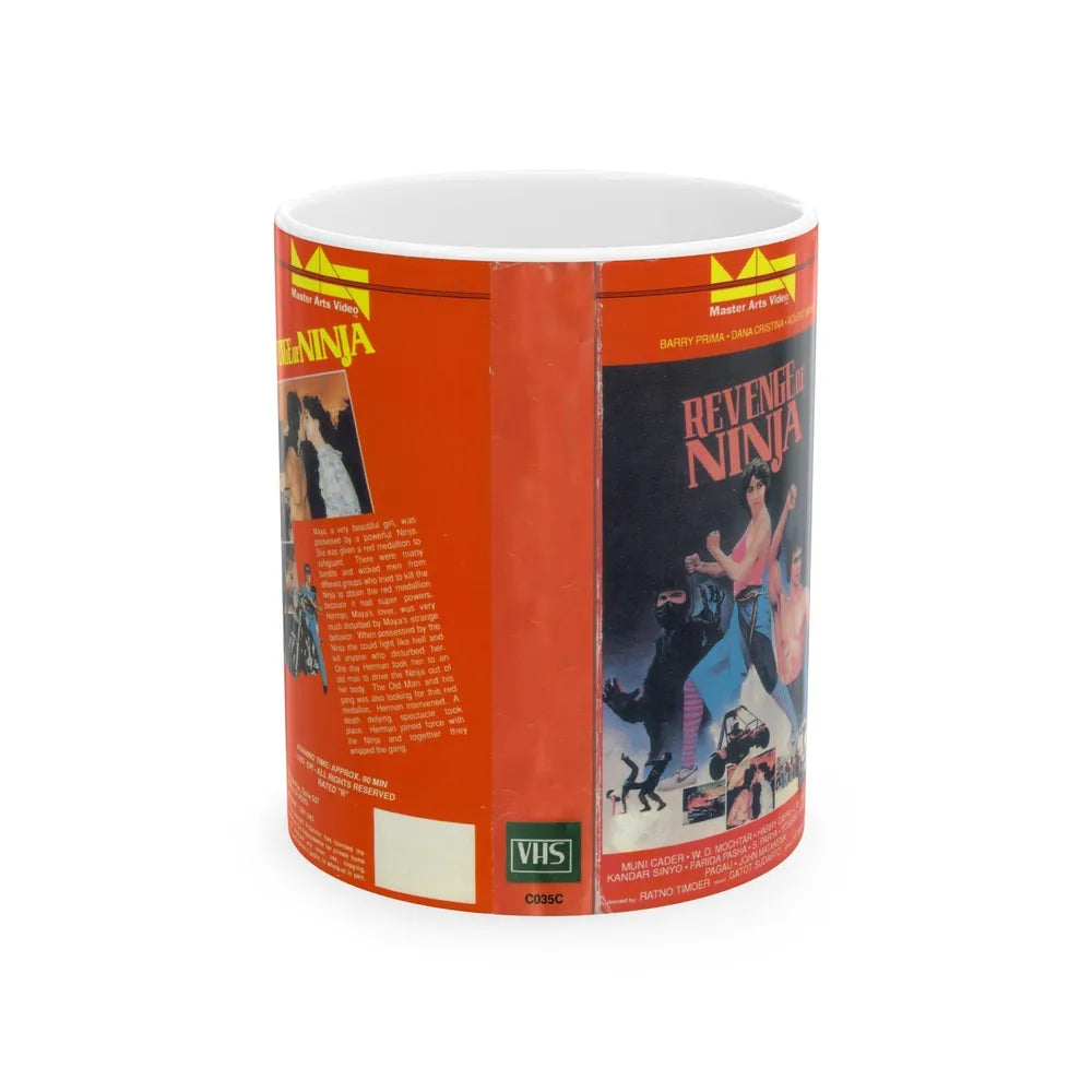 REVENGE OF THE NINJA (VHS COVER) - White Coffee Mug-11oz-Go Mug Yourself