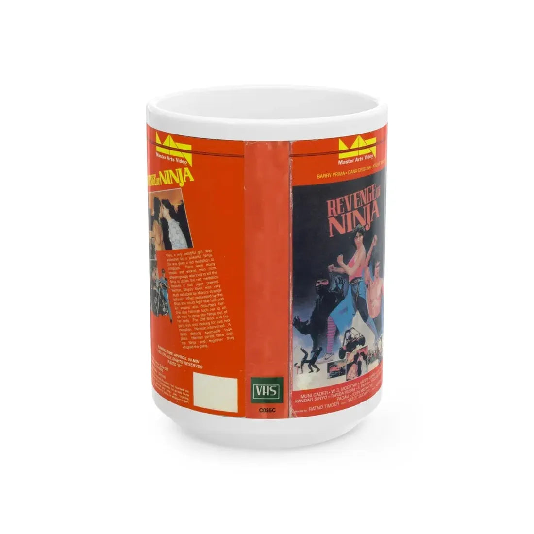 REVENGE OF THE NINJA (VHS COVER) - White Coffee Mug 15oz - Go Mug Yourself