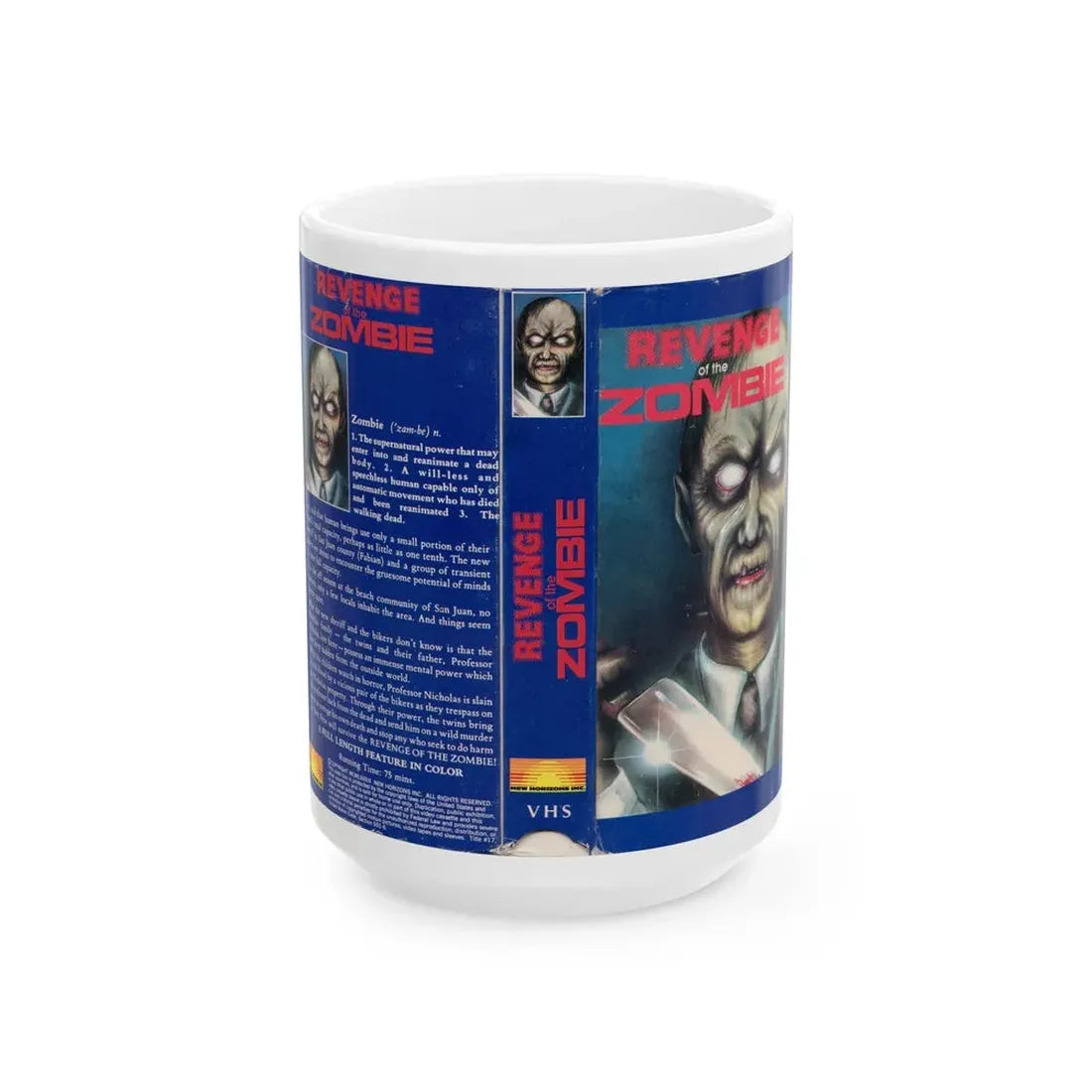 REVENGE OF THE ZOMBIE (VHS COVER) - White Coffee Mug 15oz - Go Mug Yourself