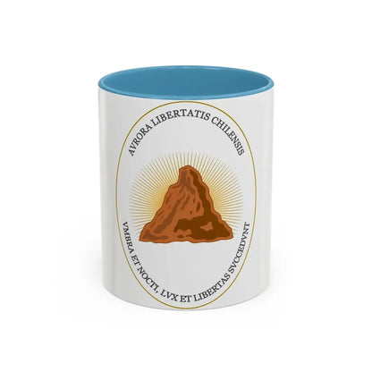 Reverse of the Coat of Arms of Chile (1812-1814) - Accent Coffee Mug 11oz Light Blue - Go Mug Yourself