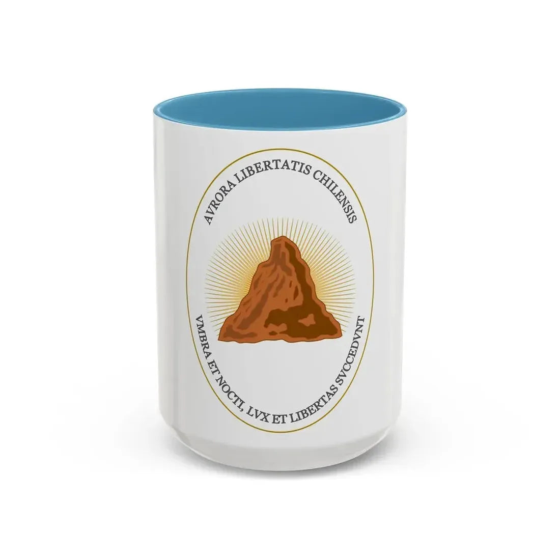 Reverse of the Coat of Arms of Chile (1812-1814) - Accent Coffee Mug 15oz Light Blue - Go Mug Yourself