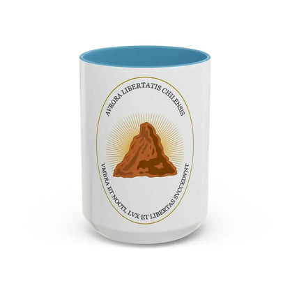 Reverse of the Coat of Arms of Chile (1812-1814) - Accent Coffee Mug 15oz Light Blue - Go Mug Yourself