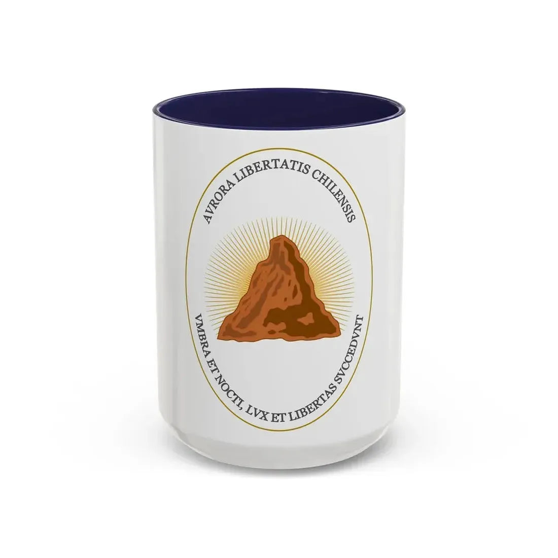 Reverse of the Coat of Arms of Chile (1812-1814) - Accent Coffee Mug 15oz Navy - Go Mug Yourself