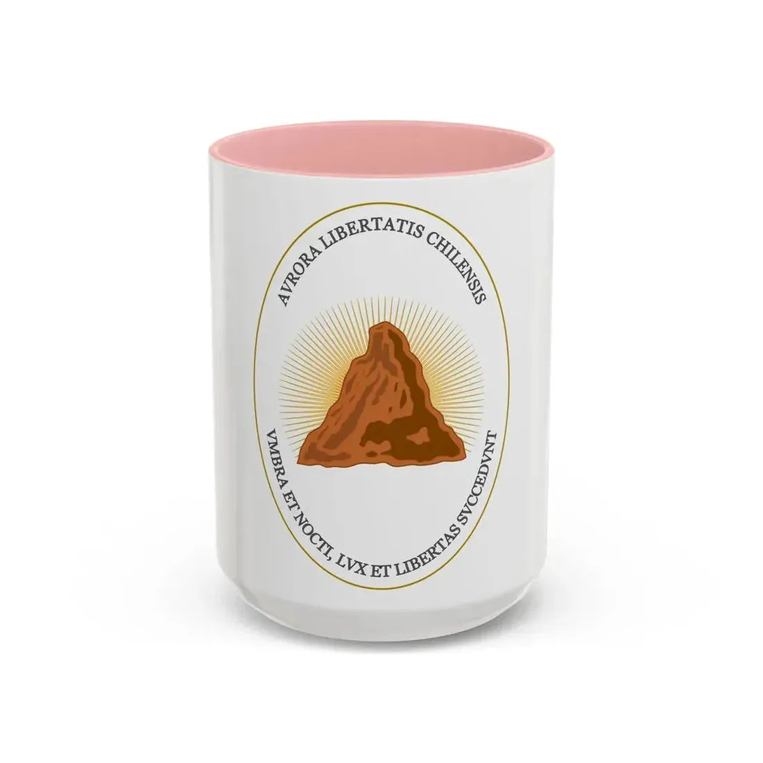 Reverse of the Coat of Arms of Chile (1812-1814) - Accent Coffee Mug 15oz Pink - Go Mug Yourself