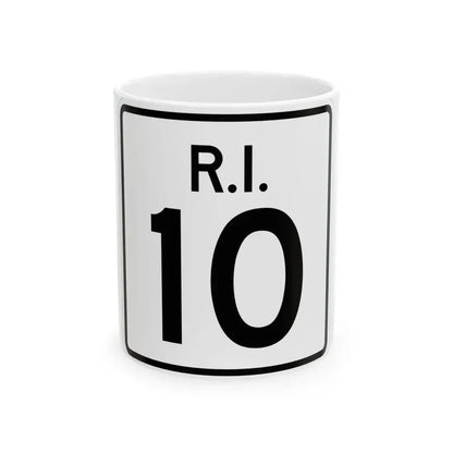 Rhode Island 10 (Rhode Island) (Road Sign) White Coffee Mug 11oz - Go Mug Yourself