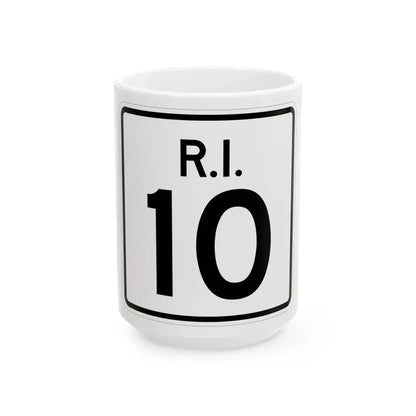 Rhode Island 10 (Rhode Island) (Road Sign) White Coffee Mug 15oz - Go Mug Yourself