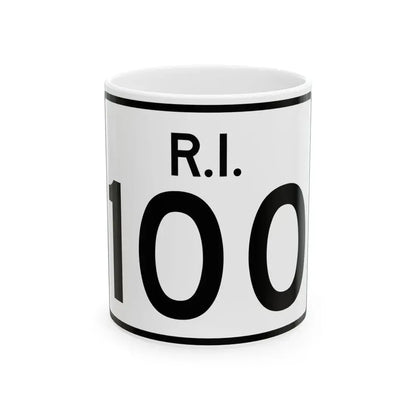 Rhode Island 100 (Rhode Island) (Road Sign) White Coffee Mug 11oz - Go Mug Yourself