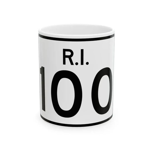 Rhode Island 100 (Rhode Island) (Road Sign) White Coffee Mug 11oz - Go Mug Yourself