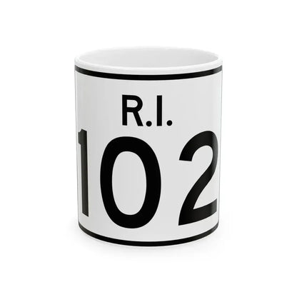 Rhode Island 102 (Rhode Island) (Road Sign) White Coffee Mug 11oz - Go Mug Yourself