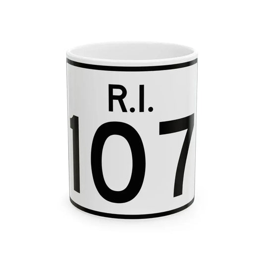 Rhode Island 107 (Rhode Island) (Road Sign) White Coffee Mug 11oz - Go Mug Yourself