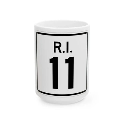 Rhode Island 11 (Rhode Island) (Road Sign) White Coffee Mug 15oz - Go Mug Yourself